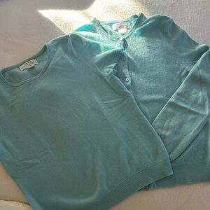 Sutton Studio Aqua Cardigan Sweater Set